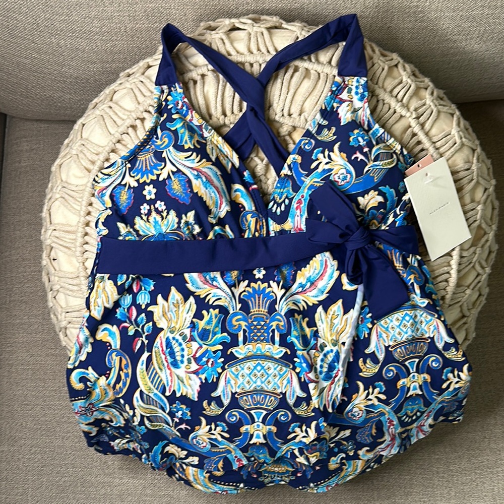 Alex Marie Blue Floral Tankini Top